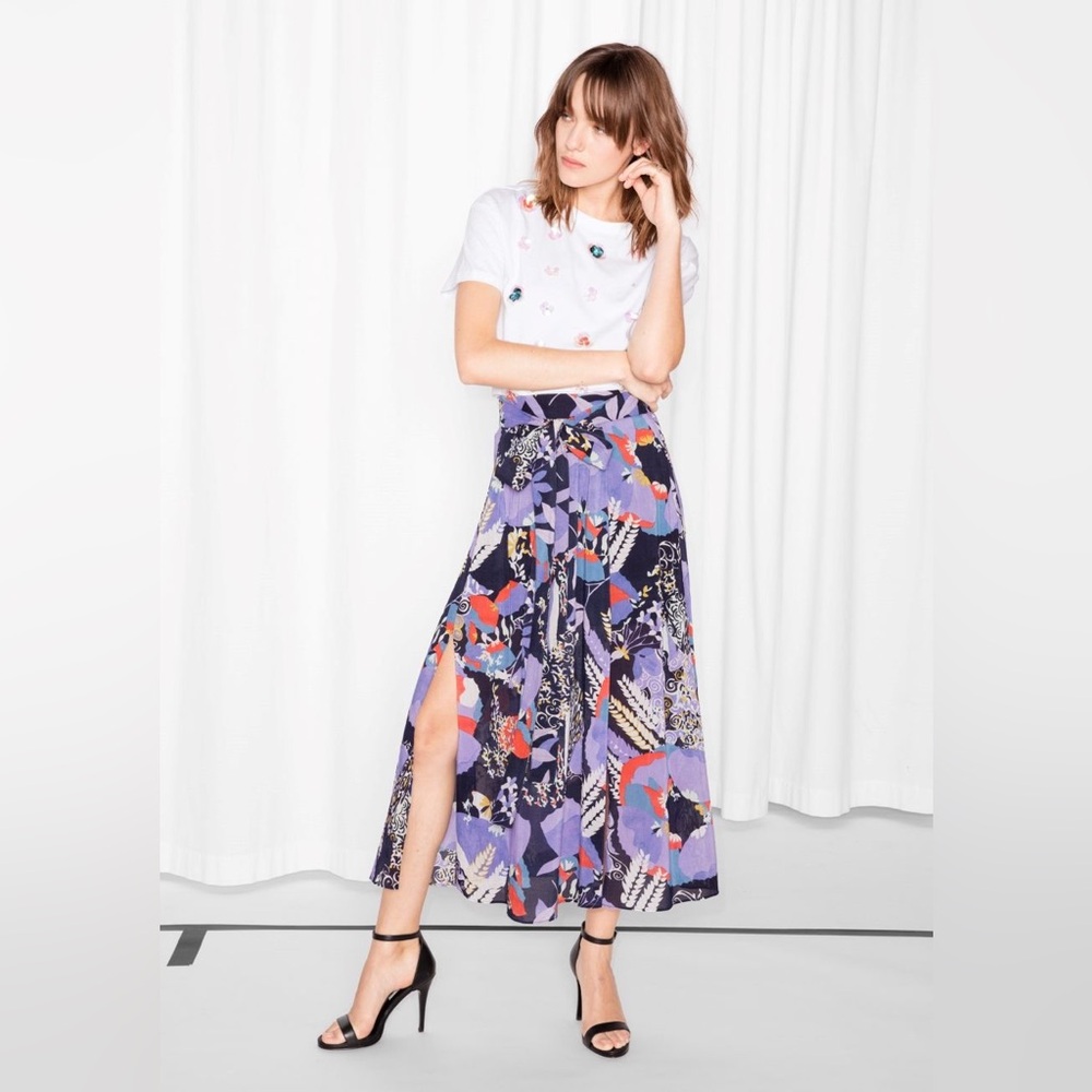 & Other Stories Print Skirt with Slits